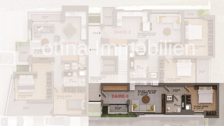  Etagenwohnung Girne / Stadtzentrum