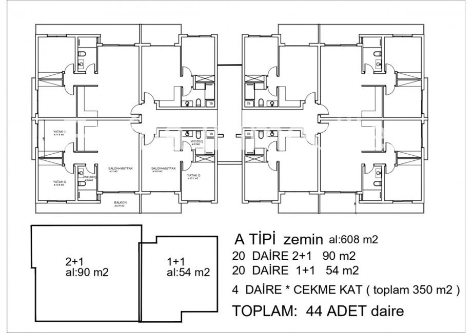Grundriss - A Block Etagenwohnung Famagusta, Iskele