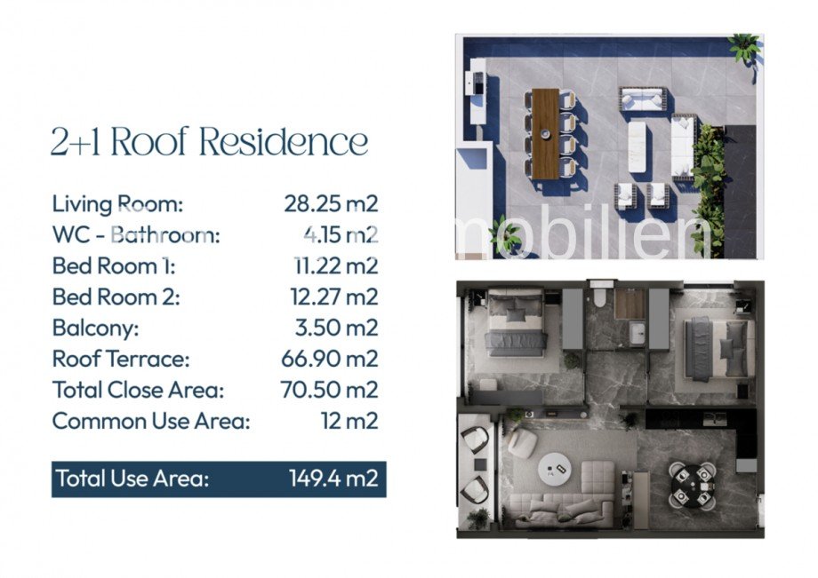 2+1 Loft Penthouse Loft-Studio-Atelier Yeni Iskele