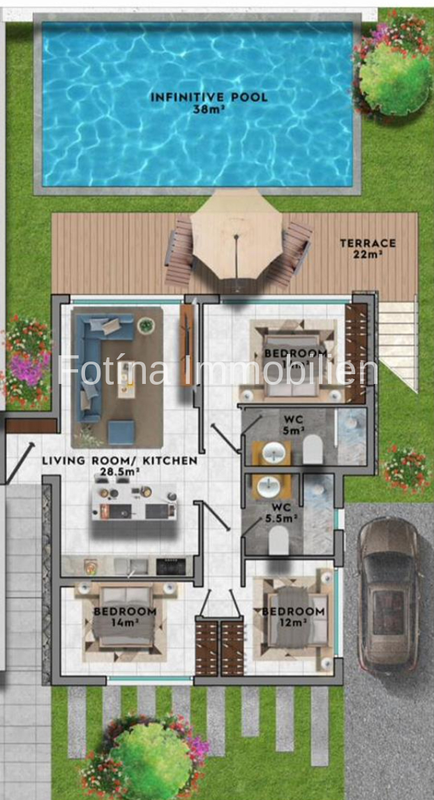 Grundriss Villa Tatlisu, Kyrenia