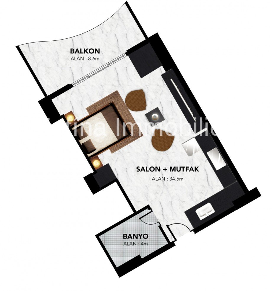 Grundriss Loft-Studio-Atelier Iskele