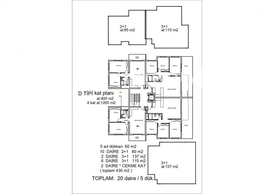 Grundriss - B Block Etagenwohnung Famagusta, Iskele