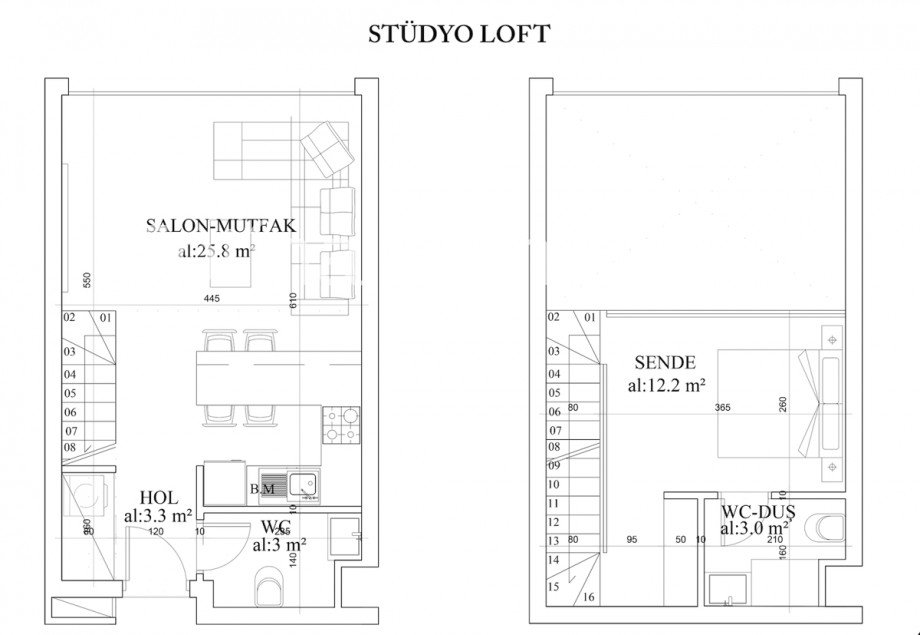 Grundriss Loft Loft-Studio-Atelier Yeni Iskele