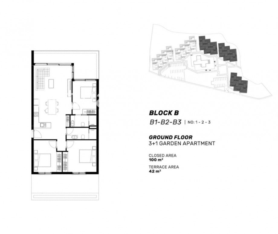 3+1 Garten Apartment Terrassenwohnung Tatlisu, Kyrenia